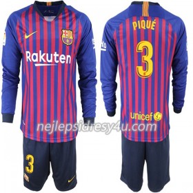 Fotbalový Dres FC Barcelona Pique 3 Dětské Domácí 2018/19 Dlouhý Rukáv